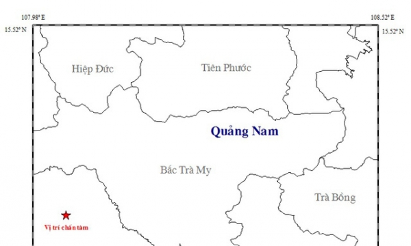 Quảng Nam: Xảy ra động đất 2,5 độ richter